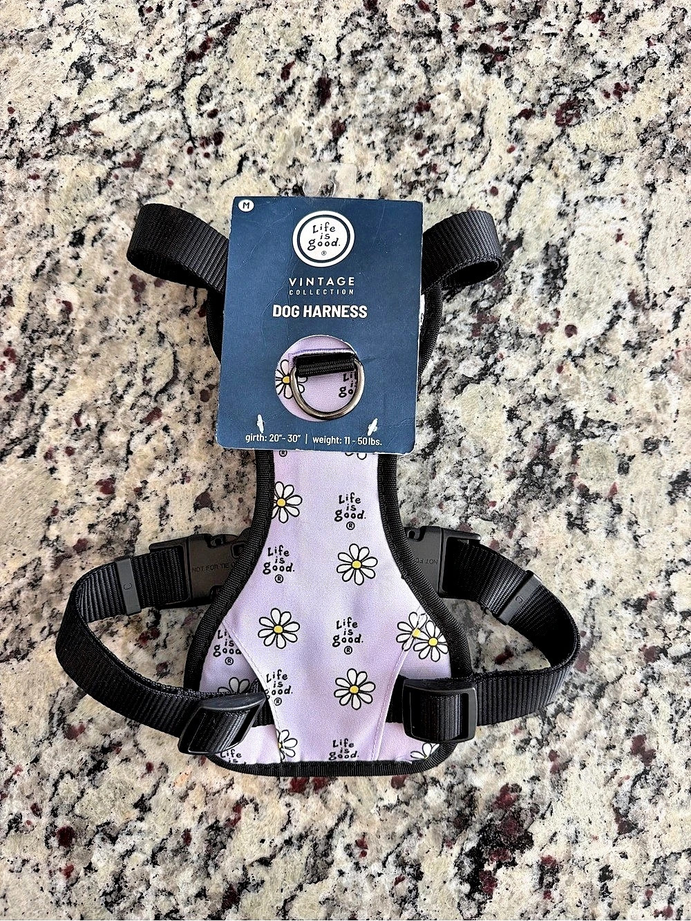 Life is Good Daisy Canvas Overlay Dog Harness Floral
